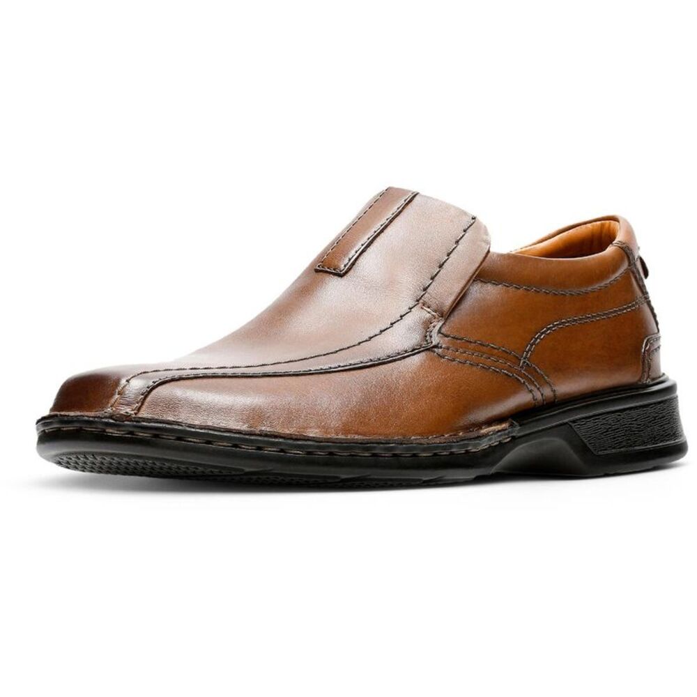 Clarks Tan Leather Slip-On Loafers